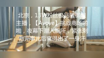 北京，13W粉丝极品骚御姐主播，【Avove】挑战商场啪啪，夜幕下潜入厕所，紧张刺激完事儿后爽得出了一身汗